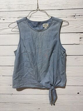 J. Crew Light Blue Tie-Hem Sleeveless Chambray Tank